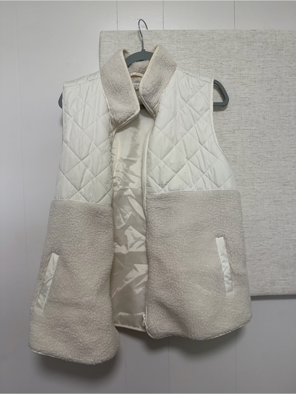 Maurices Quilted and Sherpa Vest in Cream